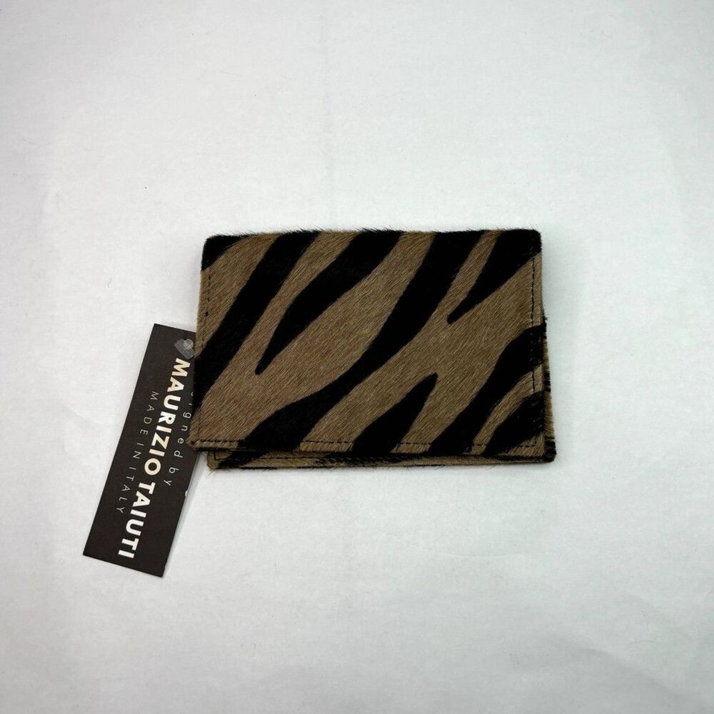 Maurizio Taiuti Italy Animal Print Leather Pony Hair Flap PASSPORT CASE